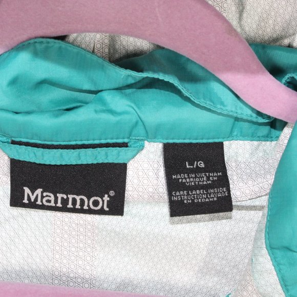 Marmot PreCip Blue 100% Nylon Full Zip Hooded Lined Windproof Rain Jacket Size L - Picture 4 of 11